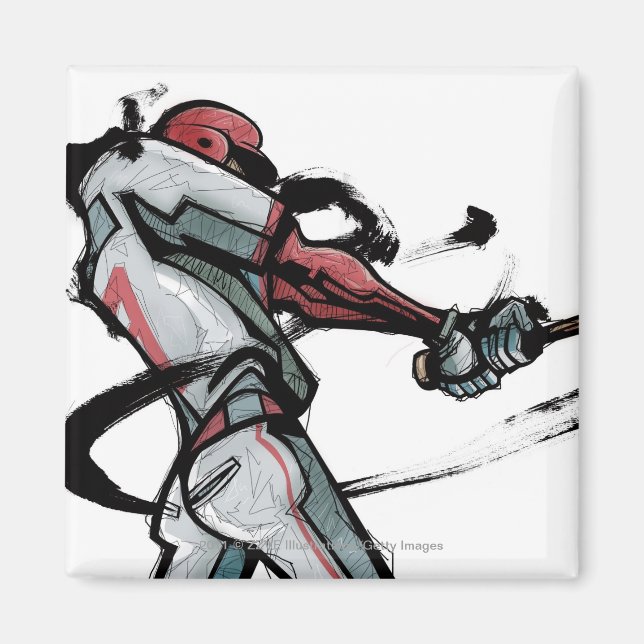 Aimant Batte balançoire du joueur de baseball, vue latéra (Devant)