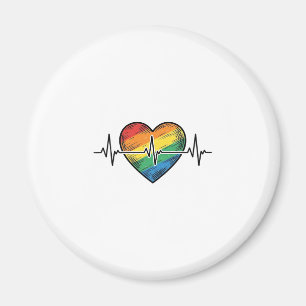 Aimant Battement de coeur arc-en-ciel Gravure vintage Des