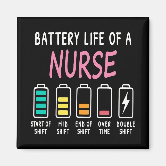 Aimant Battery life of a nurse humor chart (Devant)