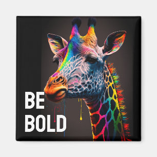Aimant Be Bold Colorée Arc-en-ciel Giraffe Cute Zoo Anima