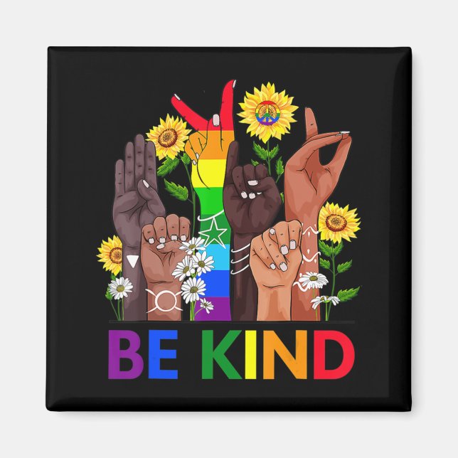 Aimant Be Kind Sign Language Hand Talking LGBTQ Gay Les P (Devant)