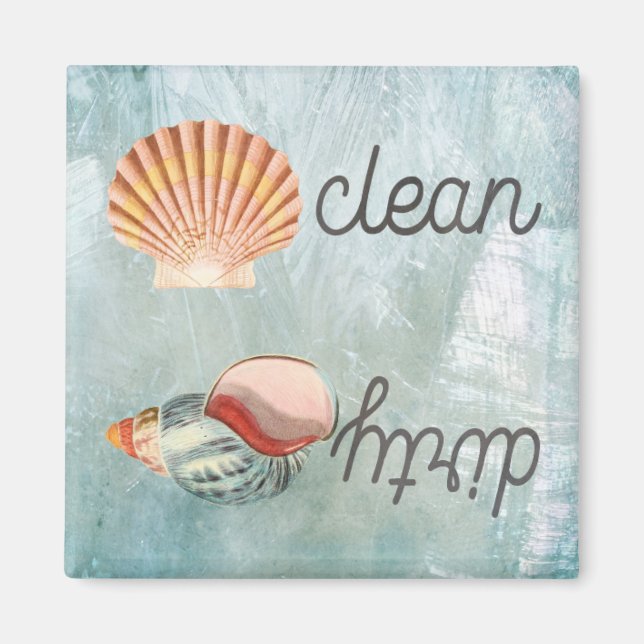 Aimant Beach House Sea Shells Lave-vaisselle propre sale (Devant)