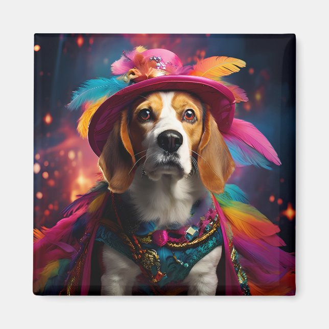 Aimant Beagle dans un Casquette plumé (Devant)