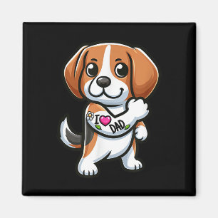 Aimant Beagle J'Aime Papa Drôle Chien Tatouage _1