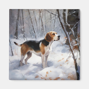 Aimant Beagle Laisser Neige Noël