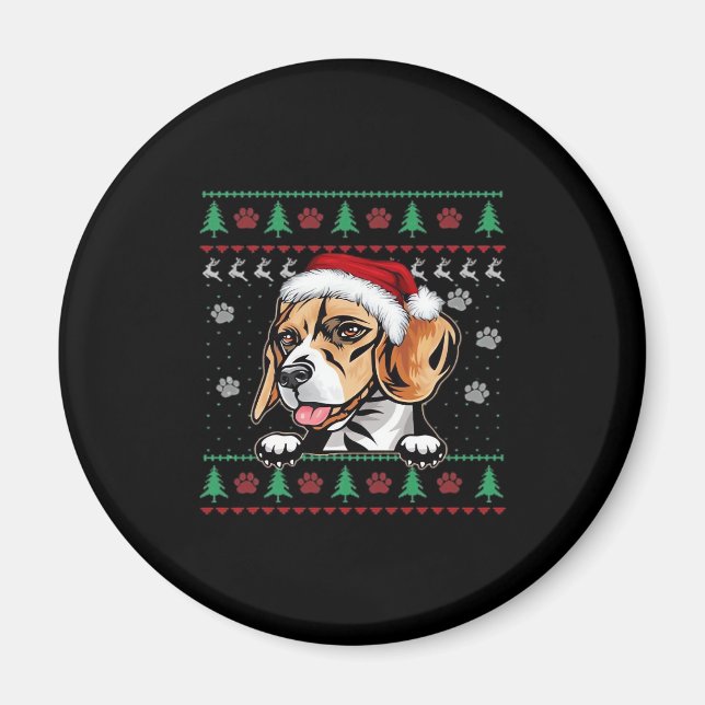 Aimant Beagle Noël Super Chien Xmas Supersize T-Shirt (Devant)