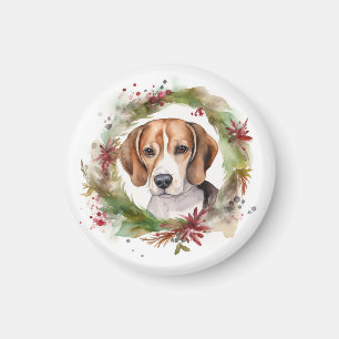 Aimant Beagle Noël Wreath Festive Pup