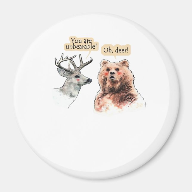 Aimant Bear And Deer Conversation Funny Wildlife Design  (Devant)