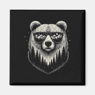 Aimant Bear Sungles Nature Scène Art Design Pour Les Femm