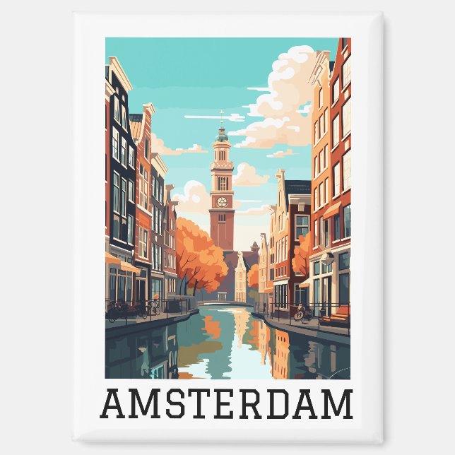 Aimant Beau Amsterdam Pays-Bas Canal Travel (Recto)