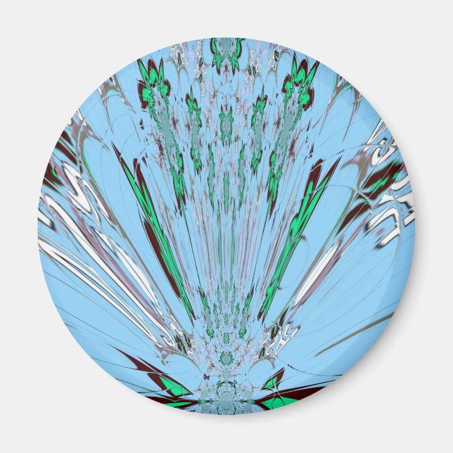 Aimant Beau Aqua Bleu Extraordinaire Motif Art Floral (Devant)