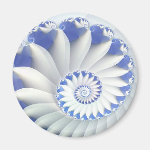 Aimant Beau Bleu & Blanc Mer Shell Art Fractal fin