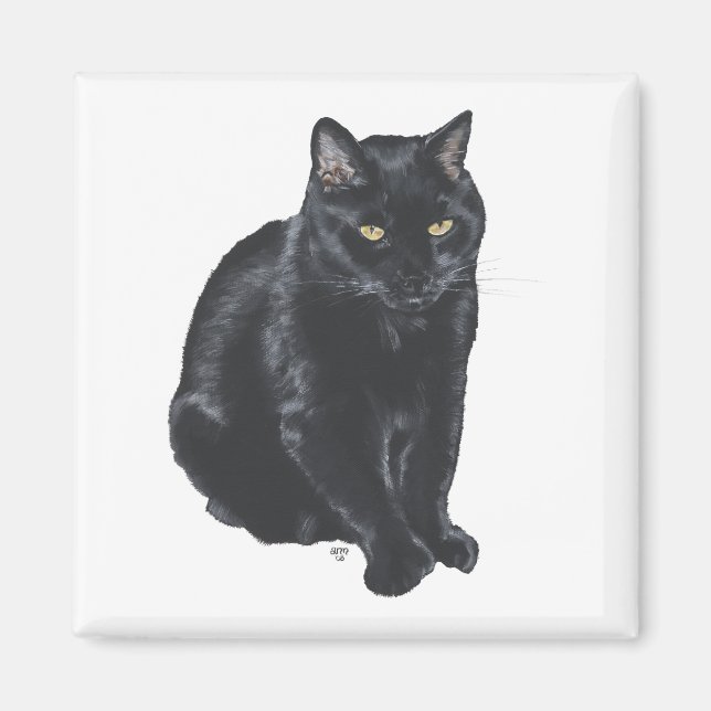 Aimant Beau Chat Noir (Devant)