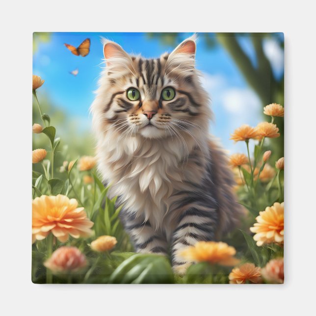 Aimant Beau chats beau jardin (Devant)