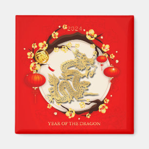 Aimant Beau Dragon chinois Nouvel An 2024 SqM