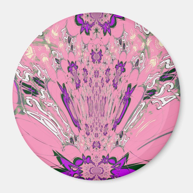 Aimant Beau motif de teinte violet rose bébé monogramme (Devant)