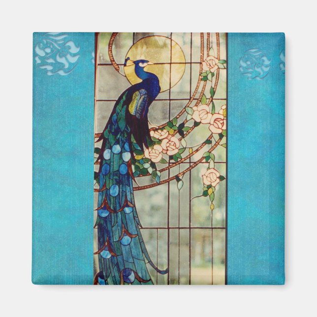 Aimant Beau Peacock en verre teint (Devant)