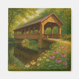 Aimant Beau pont couvert d'été art