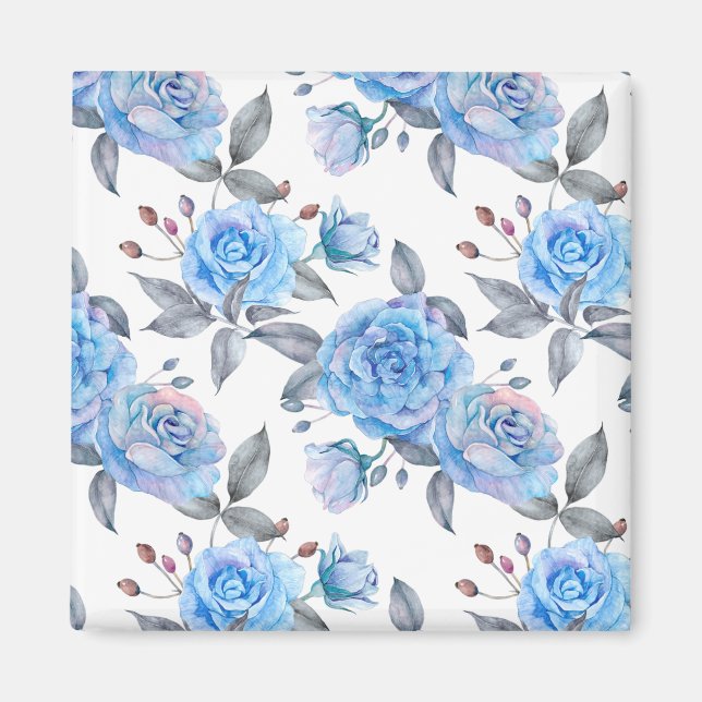 Aimant Beau rose bleu (Devant)