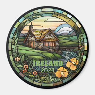 Aimant Beau souvenir en faux vitrail d'Irlande