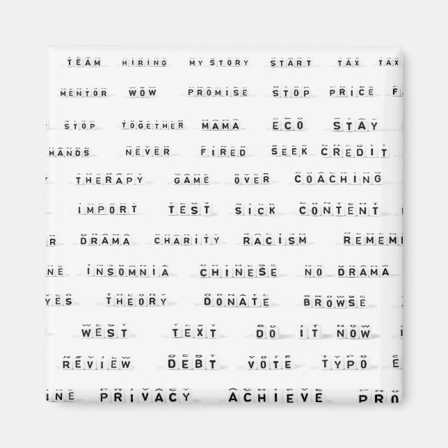 Aimant Beaucoup de mots sur les cubes (Devant)