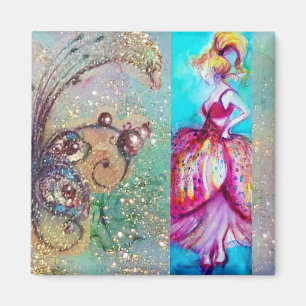 Aimant BEAUTÉ EN ROSE / Plante papillon magique