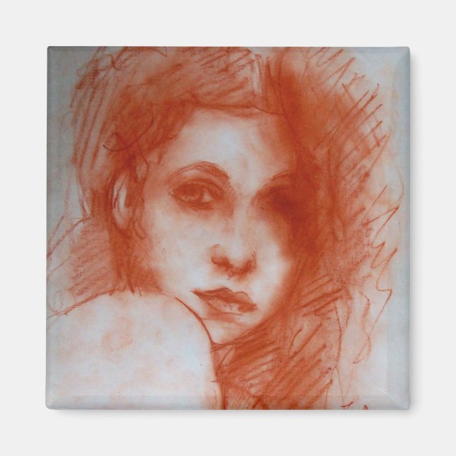 Aimant BEAUTÉ ROMANTIQUE / Portrait de femme en Sepia Bro (Devant)