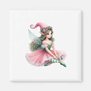 Aimant Beautiful Fairy Gnome with Striped Tights Women's