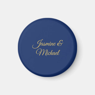 Aimant Beaux Noms De Couple Calligraphie Chic Bleu & Or