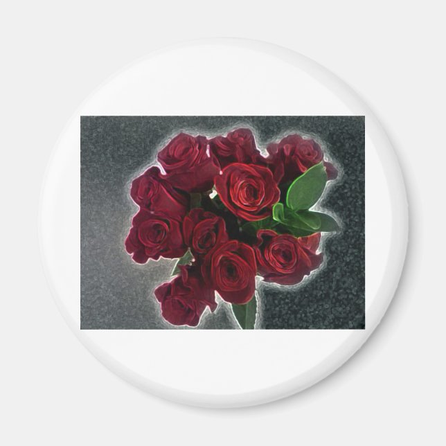 AIMANT BEAUX ROSES ROUGES (Devant)