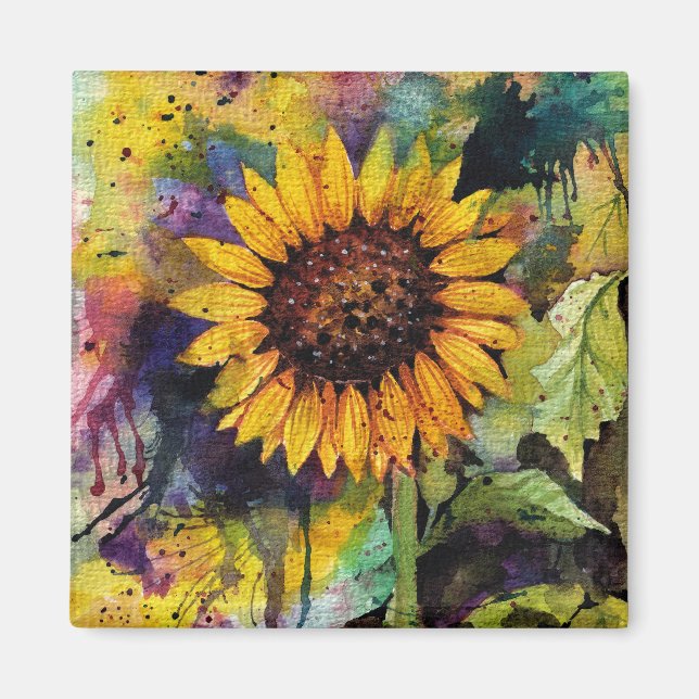 Aimant Beaux Tournesols En Aquarelle (Devant)