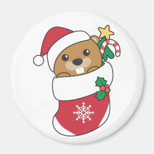 Aimant Beaver Noël Neige Hiver Animaux Castor