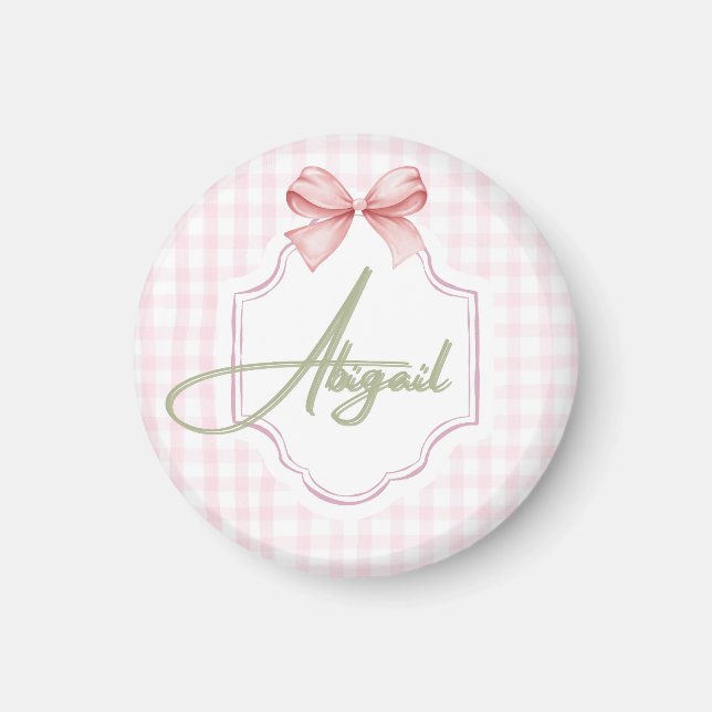 Aimant Bébé Abigail Personnalisé Fille Nursery Bow&En vic (Devant)