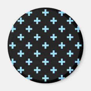 Aimant Bébé bleu polka croise sur noir