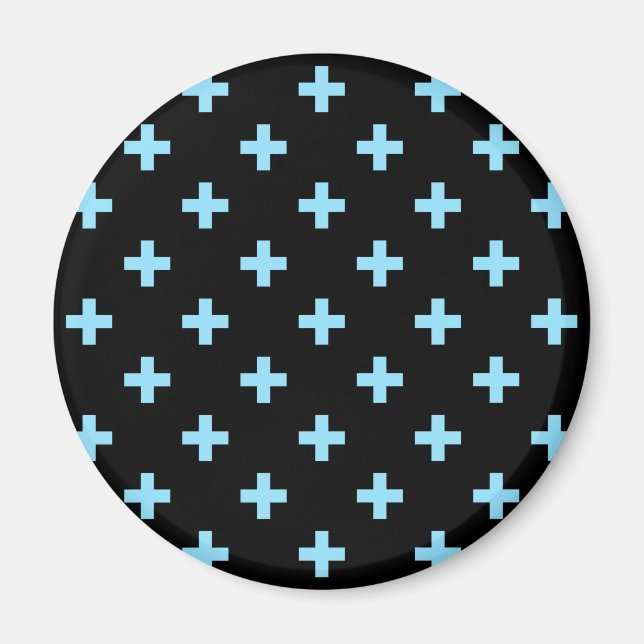 Aimant Bébé bleu polka croise sur noir (Devant)