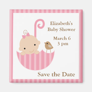 Aimant Bébé et oiseau dans un parapluie