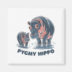 Aimant Bébé Hippopotame Nain Moo Deng Mignon Zoo Drôle Po