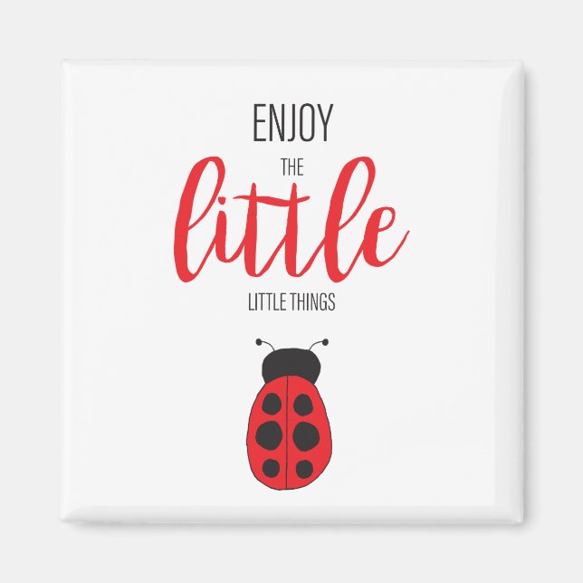 Aimant Bébé Ladybug rouge et noir à la main mignon (Devant)