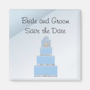 Aimant Bébé Mariage bleu gâteau