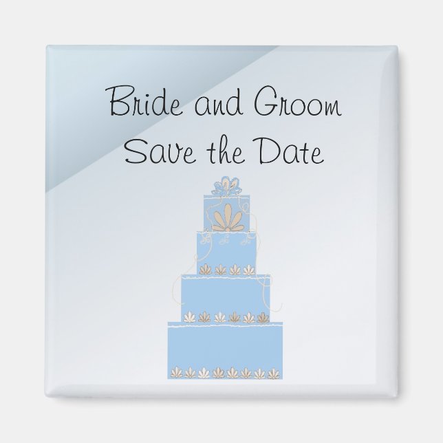 Aimant Bébé Mariage bleu gâteau (Devant)