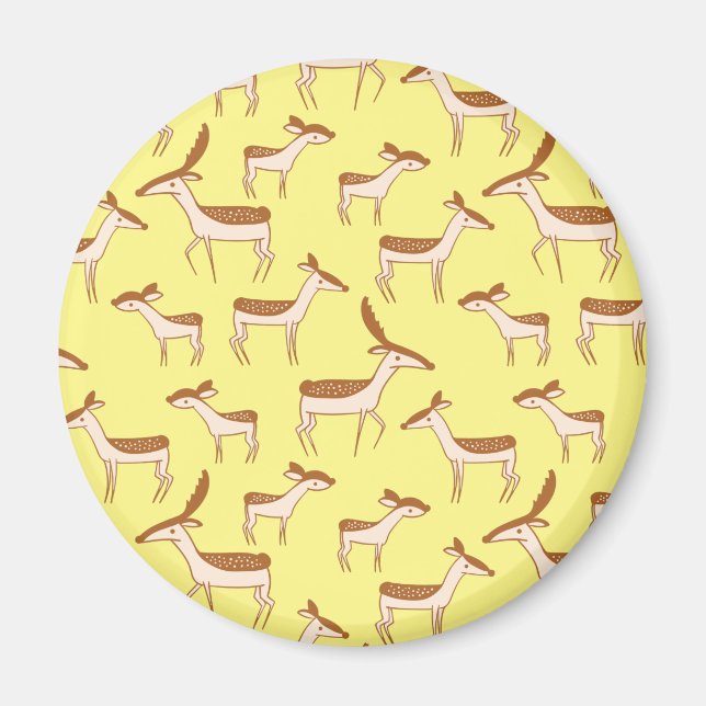 Aimant Bébé mignon Cerf et famille sur Pastel Jaune (Devant)