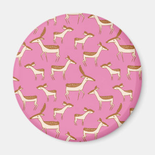 Aimant Bébé mignon cerf et famille sur rose