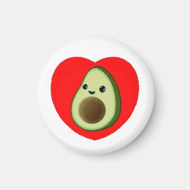 Aimant Bébé mignon Dessin Avocado Dans Le Coeur Rouge (Devant)