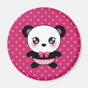 Aimant Bébé mignon Panda Ours Pois rose Motif