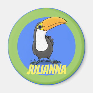 Aimant Bébé mignon souriant toucan dessin animé