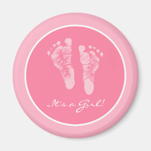 Aimant Bébé rose mignonne Empreintes C'est un Baby shower