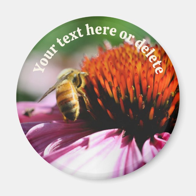 Aimant Bee On Echinacea Flower Personalized (Devant)