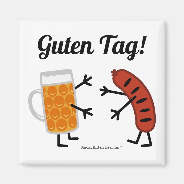 Aimant Beer & Bratwurst - Tag Guten ! (Devant)