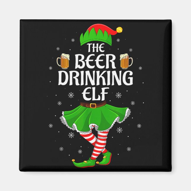 Aimant Beer Drinking Elf Christmas Family Girl Women Elf  (Devant)