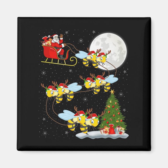 Aimant Bees Santa Sleigh Flying Funny Magical Christmas P (Devant)